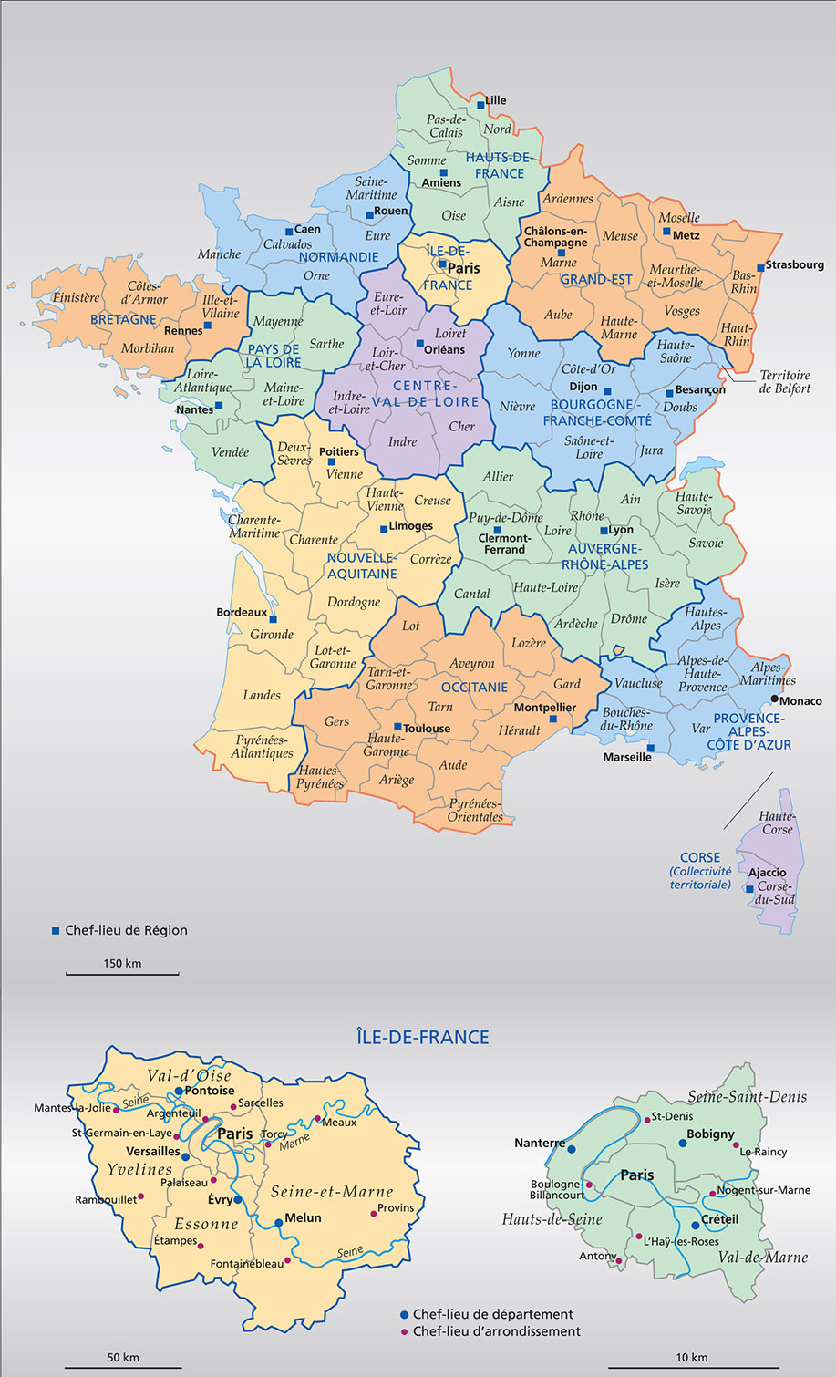 France : régions et départements