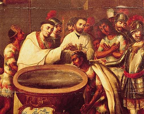 Baptême des Indiens par les dominicains