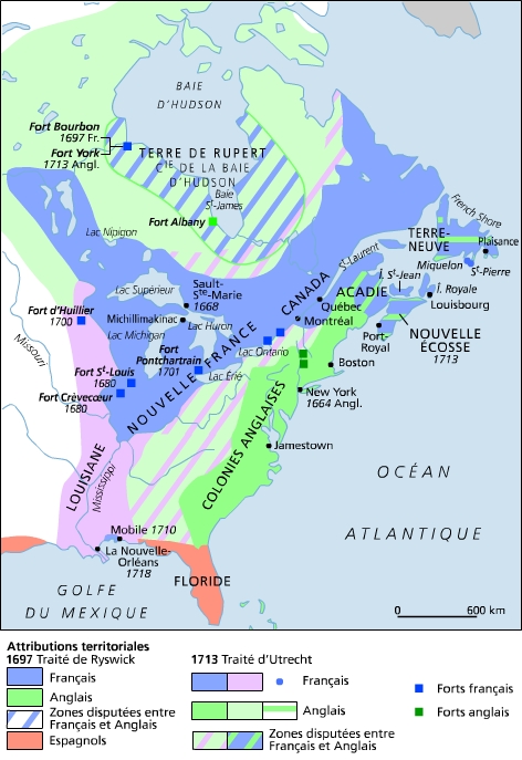La colonisation de l'Amérique du Nord, 1697-1713