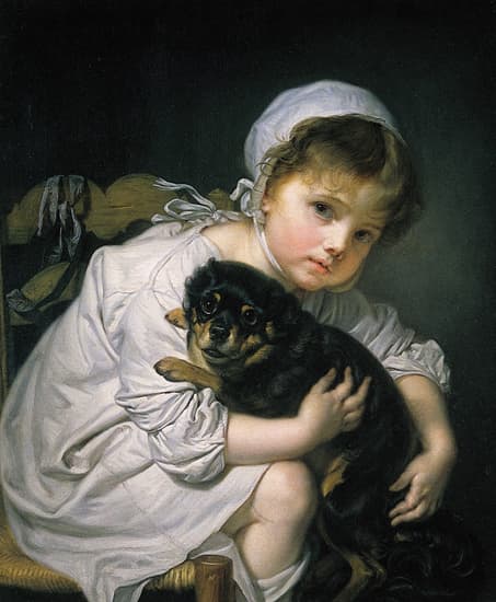 Jean-Baptiste Greuze, Une jeune enfant qui joue avec un chien