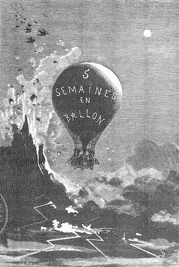 Jules Verne, frontispice de Cinq Semaines en ballon