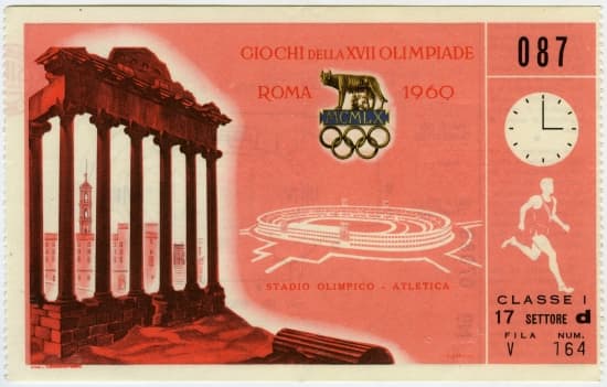 Ticket des  jeux Olympiques de Rome, en 1960.