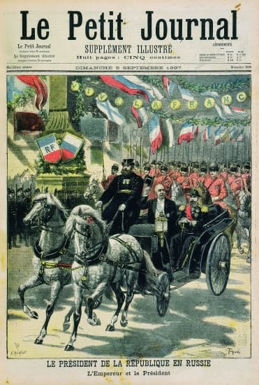 Le président de la République Félix Faure et le tsar Nicolas II en Russie