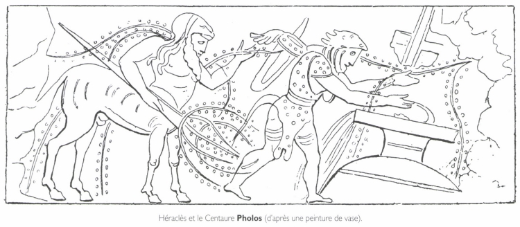 Héraclès et le Centaure <B>Pholos</B>.