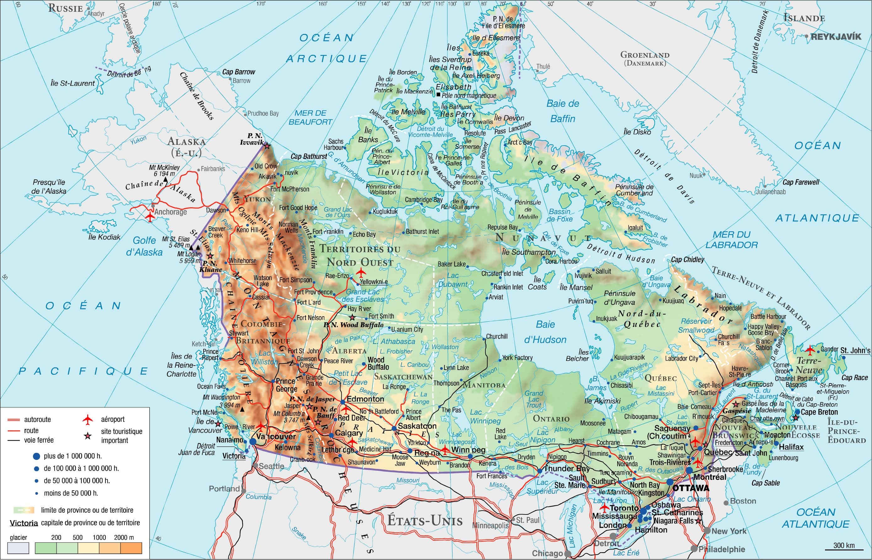 Канада карта географическая