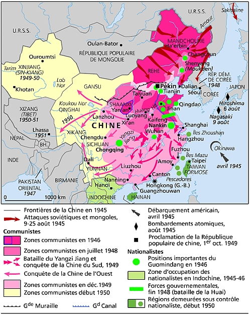 carte de la période des guerres en Chine