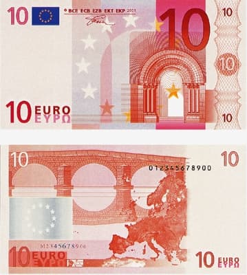Variété sur un billet de 10 euros