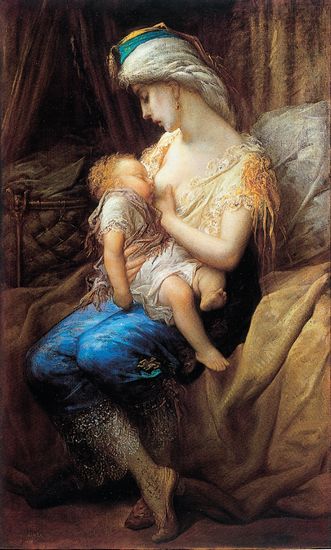 Gustave Doré, <i>Jeune mère allaitant son enfant</i>