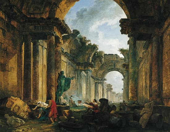 Hubert Robert, <i>Vue imaginaire de la Grande Galerie du Louvre en ruines</i>