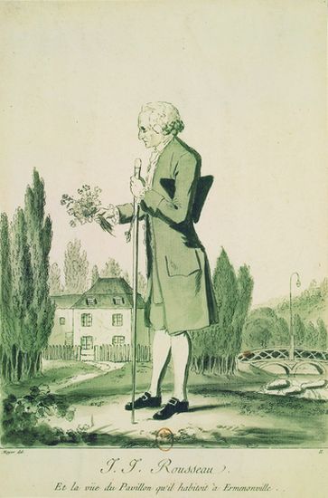Jean-Jacques Rousseau dans son jardin à Ermenonville