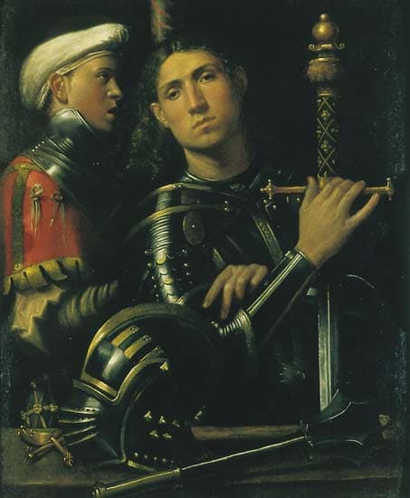 Giorgione, <i>Homme en armure avec son page</i>