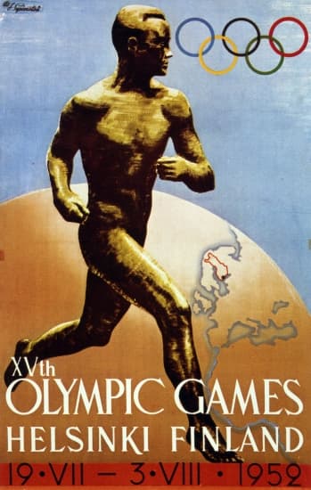 Affiche officielle des jeux Olympiques d'Helsinki, en 1952.