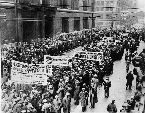 Manifestation de chômeurs à Chicago en 1934