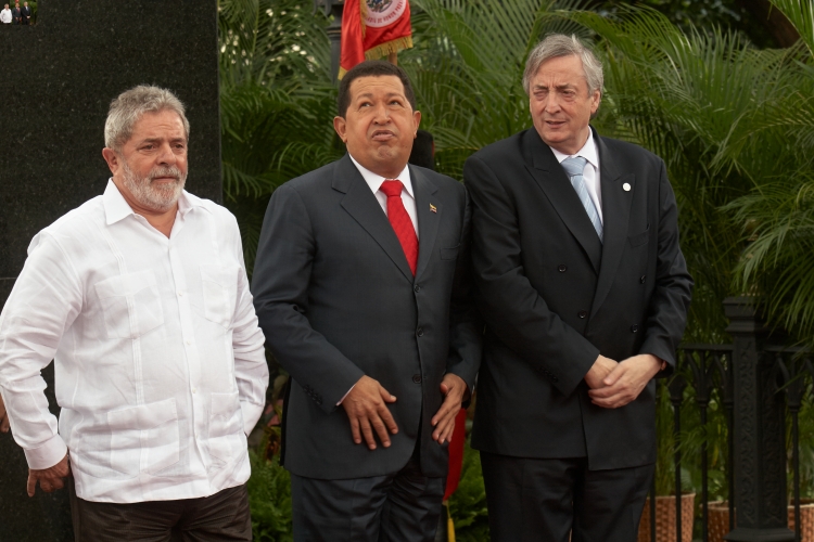 Luiz Inácio Lula da Silva, Hugo Chávez, et Néstor Kirchner