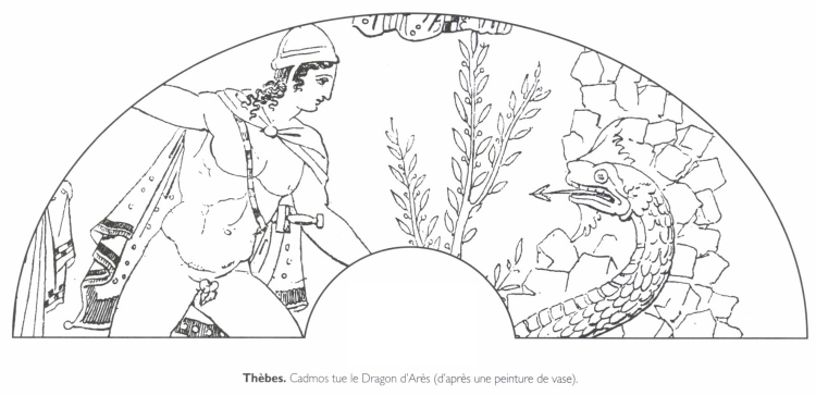 Thèbes. Cadmos tue le Dragon d'Ares. Thèbes. Cadmos tue le Dragon d'Ares.