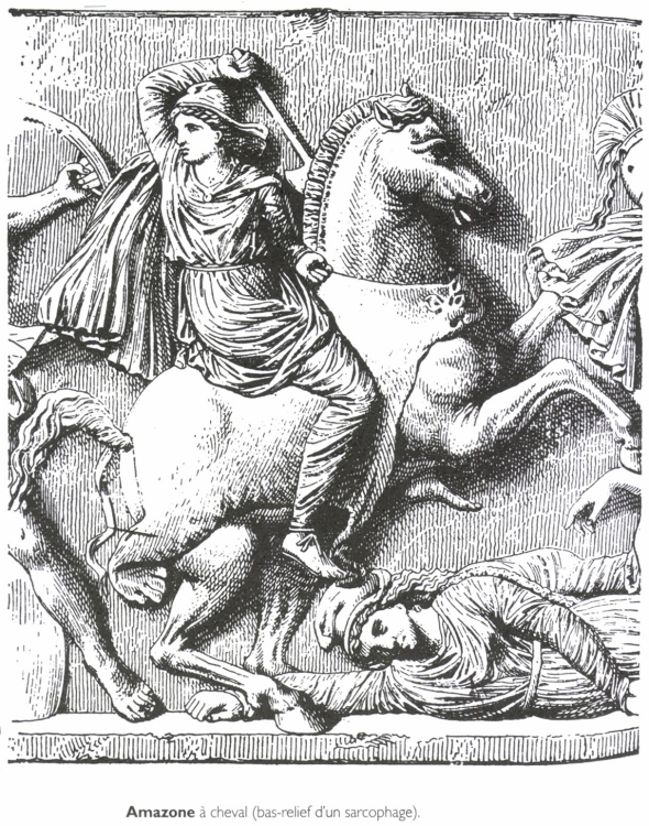 Amazone à cheval. Amazone à cheval.