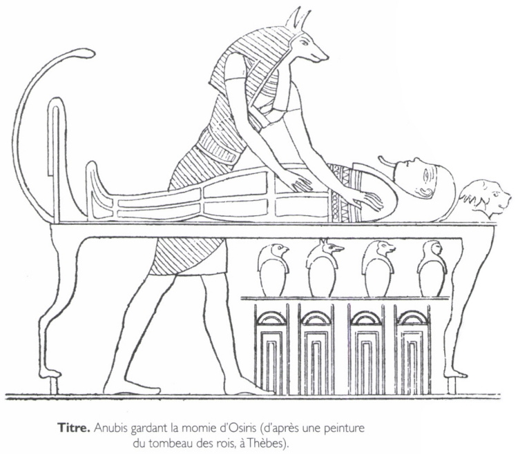 Titre. Anubis gardant la momie d'Osiris. Titre. Anubis gardant la momie d'Osiris.