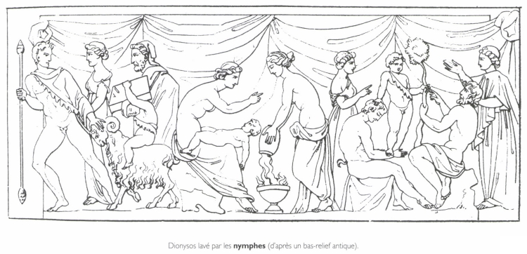 Dionysos lavé par les <B>nymphes</B>.