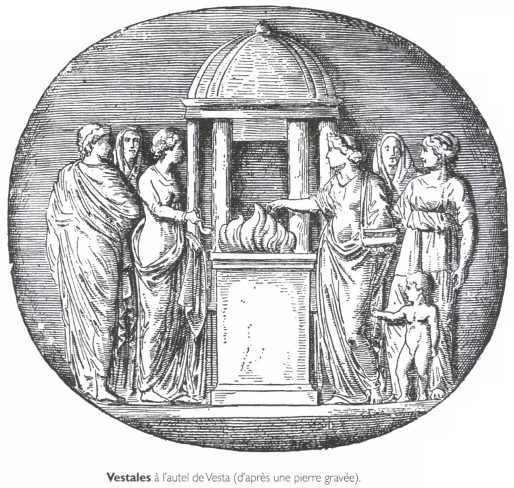 Vestales à l'autel de Vesta.